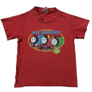 Vintage Kids Y2K Thomas The Train Cartoon Shirt  Sz Small TV Short Sleeve Top